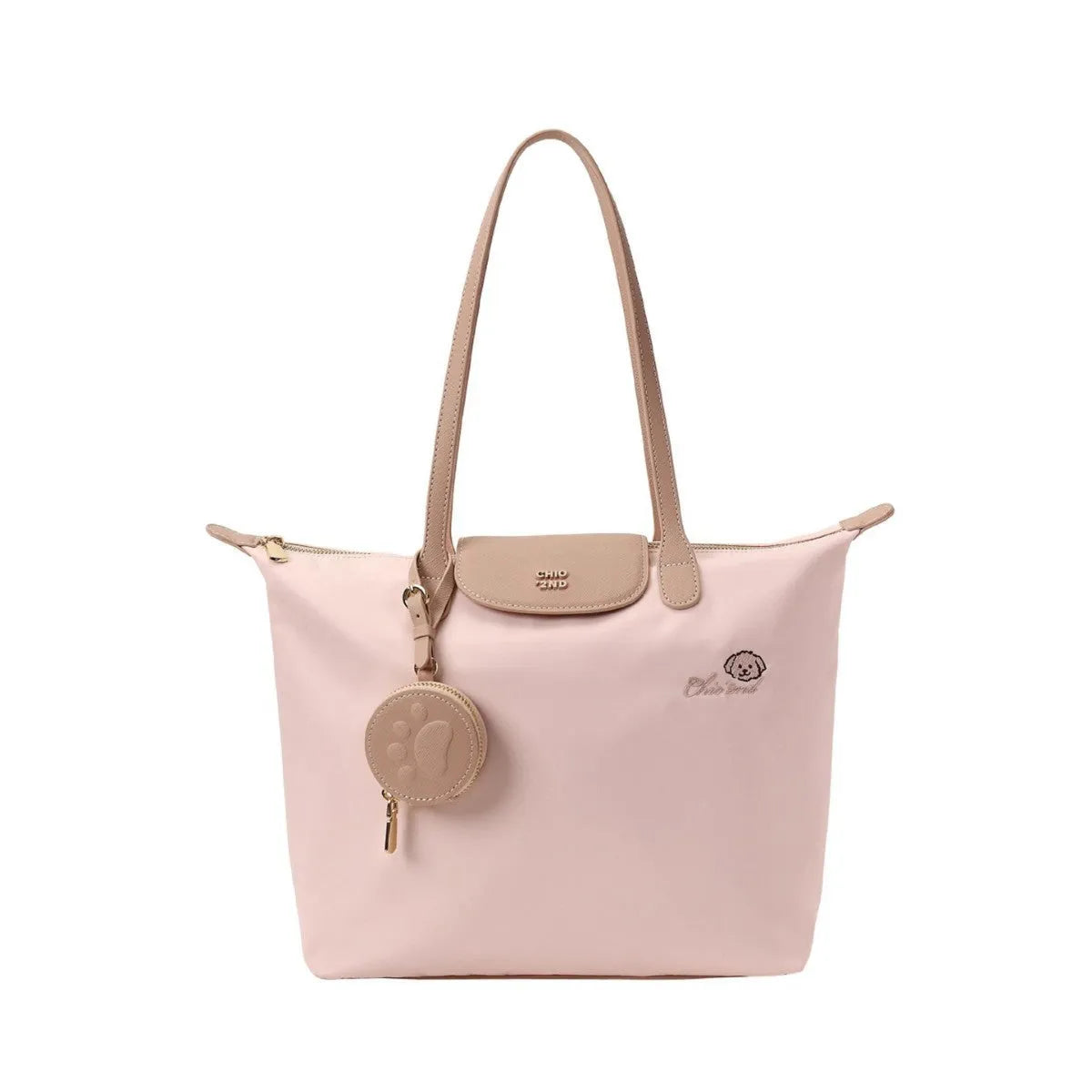 Oxford cloth tote shoulder bag in beige colour with sandwich pockets and mobile phone compartment