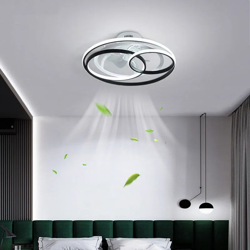 Nordic style ceiling fan light with metal blades and acrylic lampshade in 48cm size