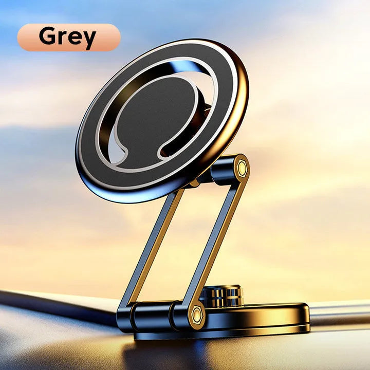 Telescopic folding magnetic car phone holder in black or silver for dashboard mounting