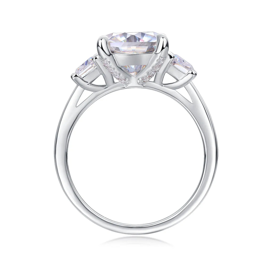 Moissanite wedding ring set with 9x9mm square stone, S925 silver platinum plated, sizes 5-9, gift box