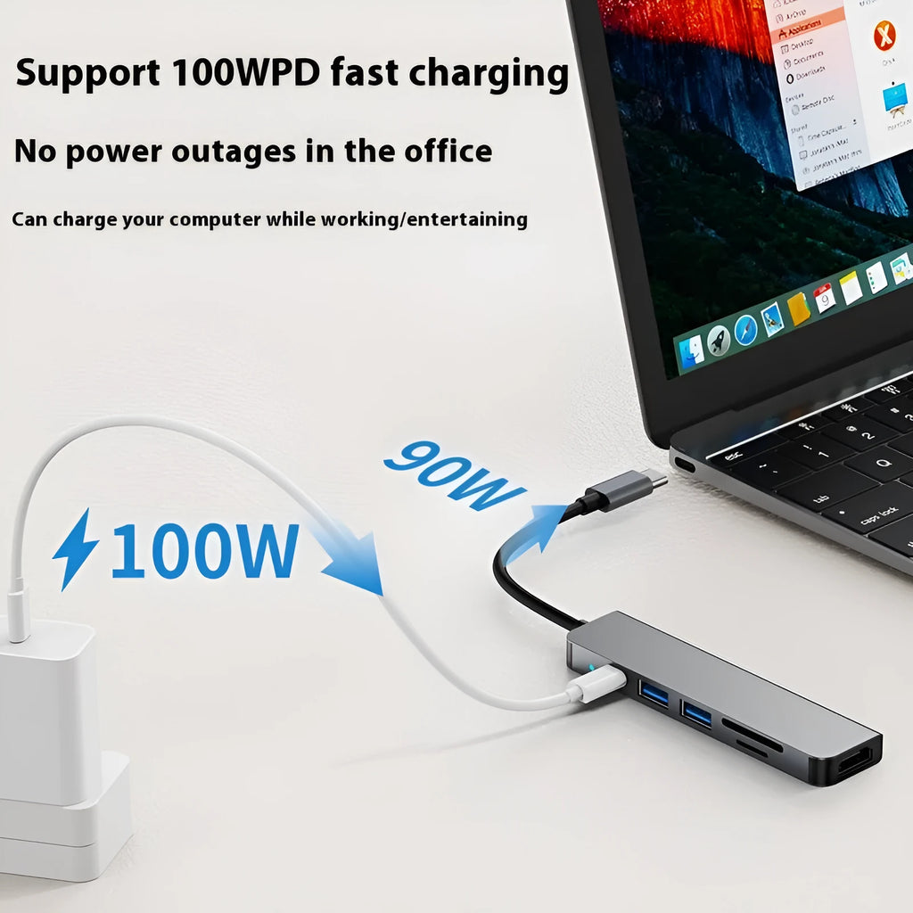 Portable USB-C expansion dock for notebook and tablet with compact 13.5cm design