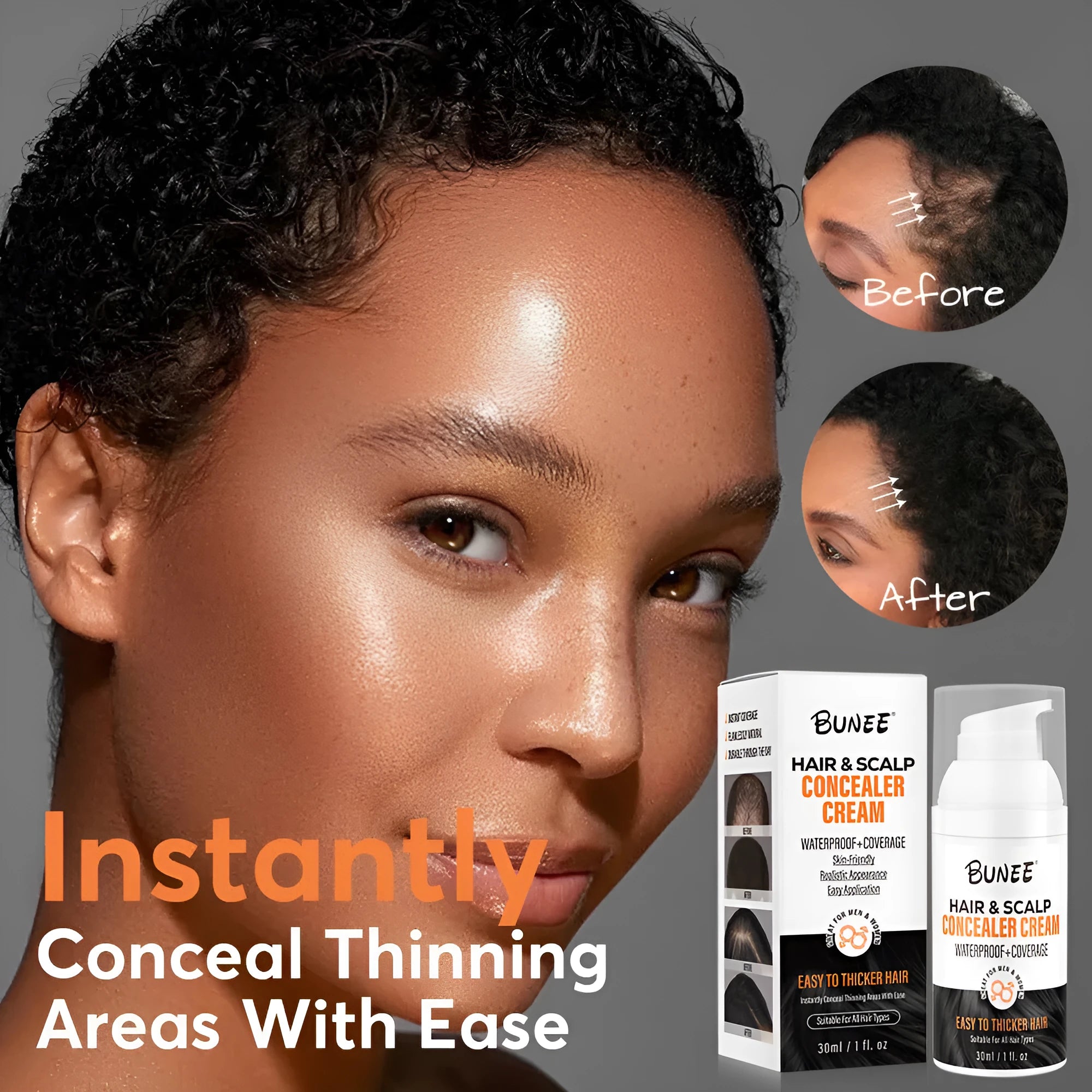 30ml tube of dense scalp concealer pomade for covering thinning hair and nourishing the scalp