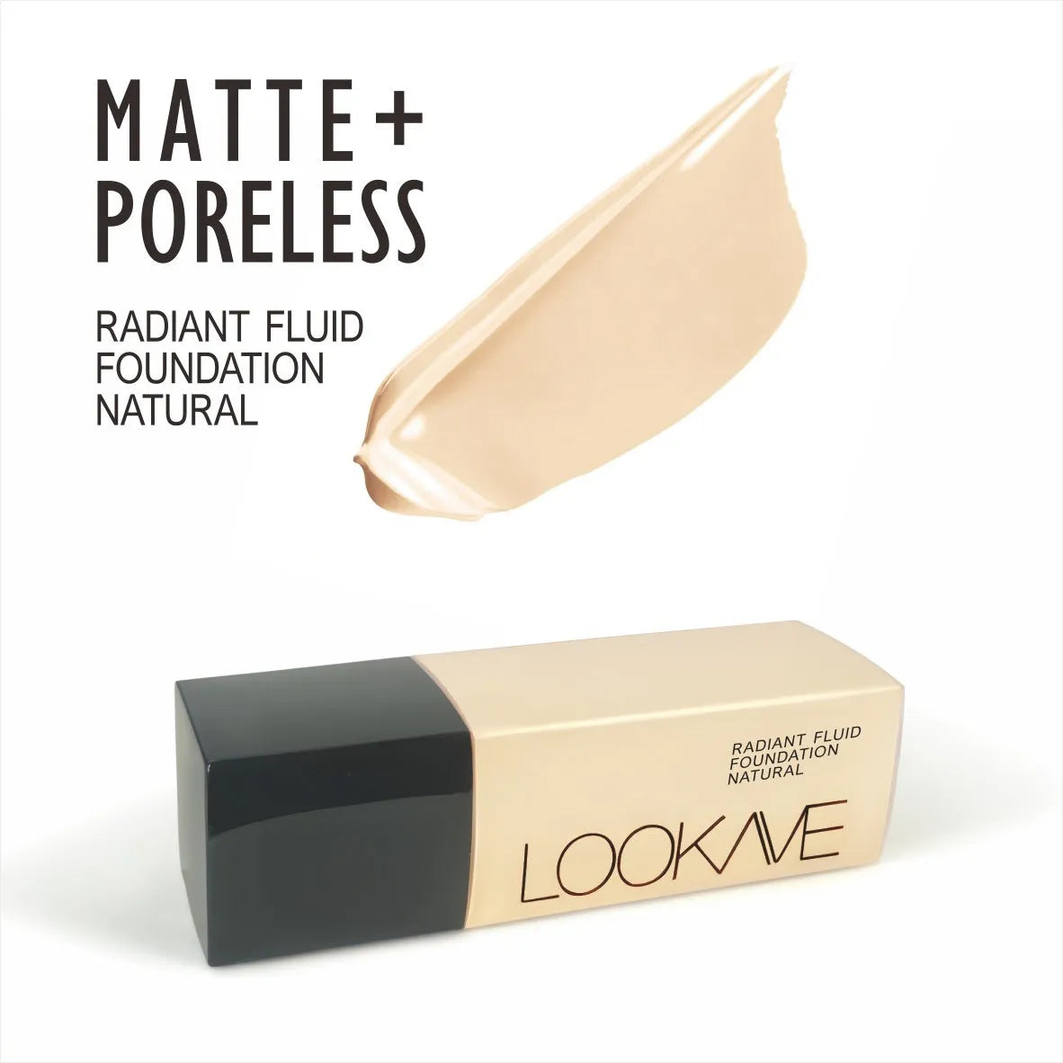 LOOKAVE Matte Liquid Foundation bottle in shade LK63C-01, Ivory White