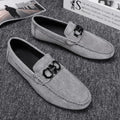 Men's black and grey casual shoes with suede upper and rubber sole for summer breathable wear
