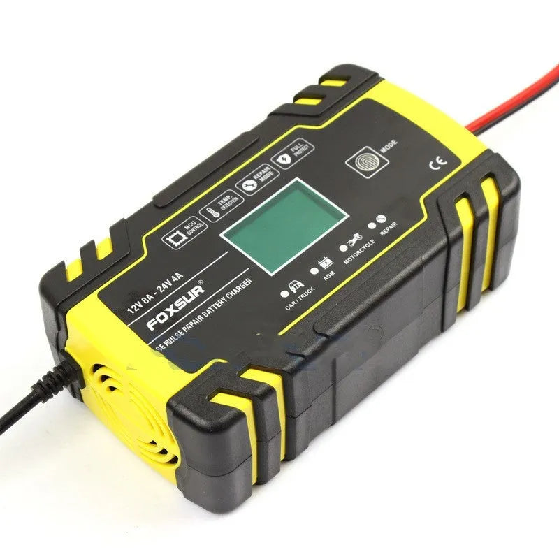 12V 24V battery charger with LCD screen for motorcycle car and truck lead-acid batteries