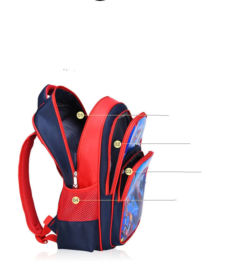 Cartoon anime print children's school backpack in blue colours with pencil case.