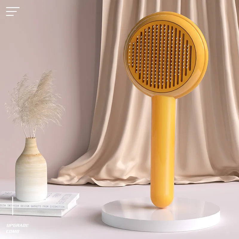 Hoopet Hamburger Hair Removal Comb with stainless steel needles in yellow colour for pet grooming