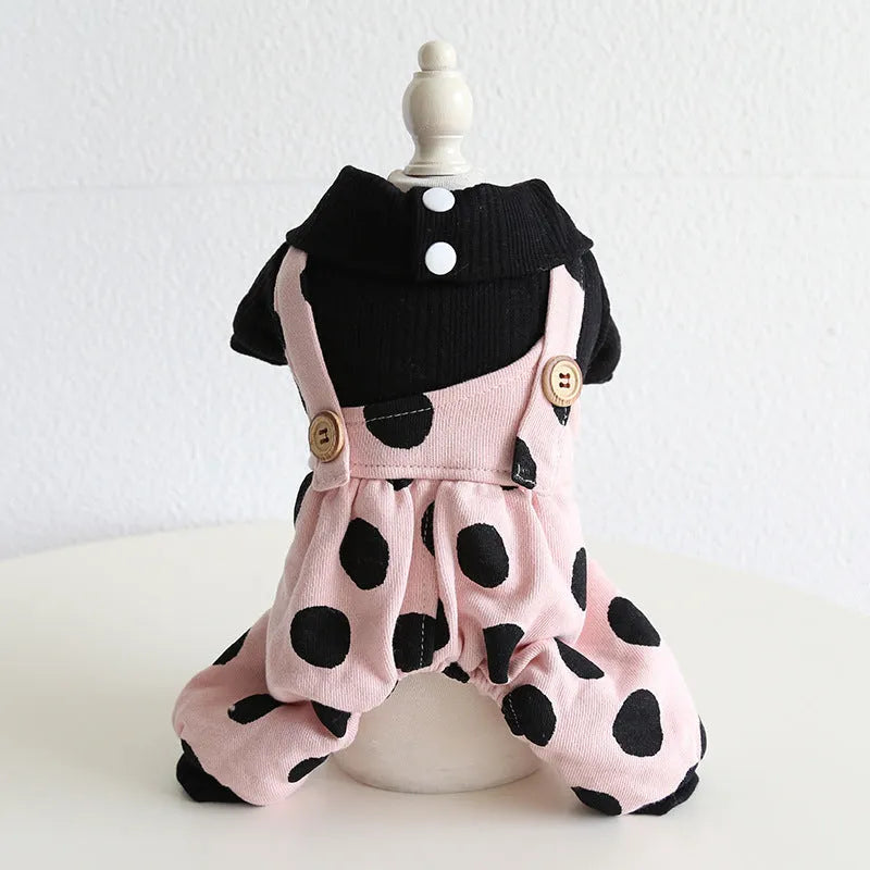 Casual lapel and shoulder strap dog clothes set for couples in sizes XS to XL