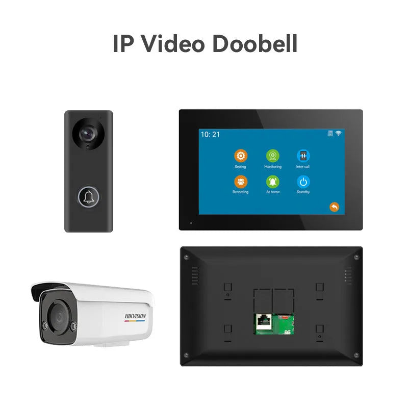 1080P video intercom doorbell system with 10-inch indoor display monitor and outdoor camera unit
