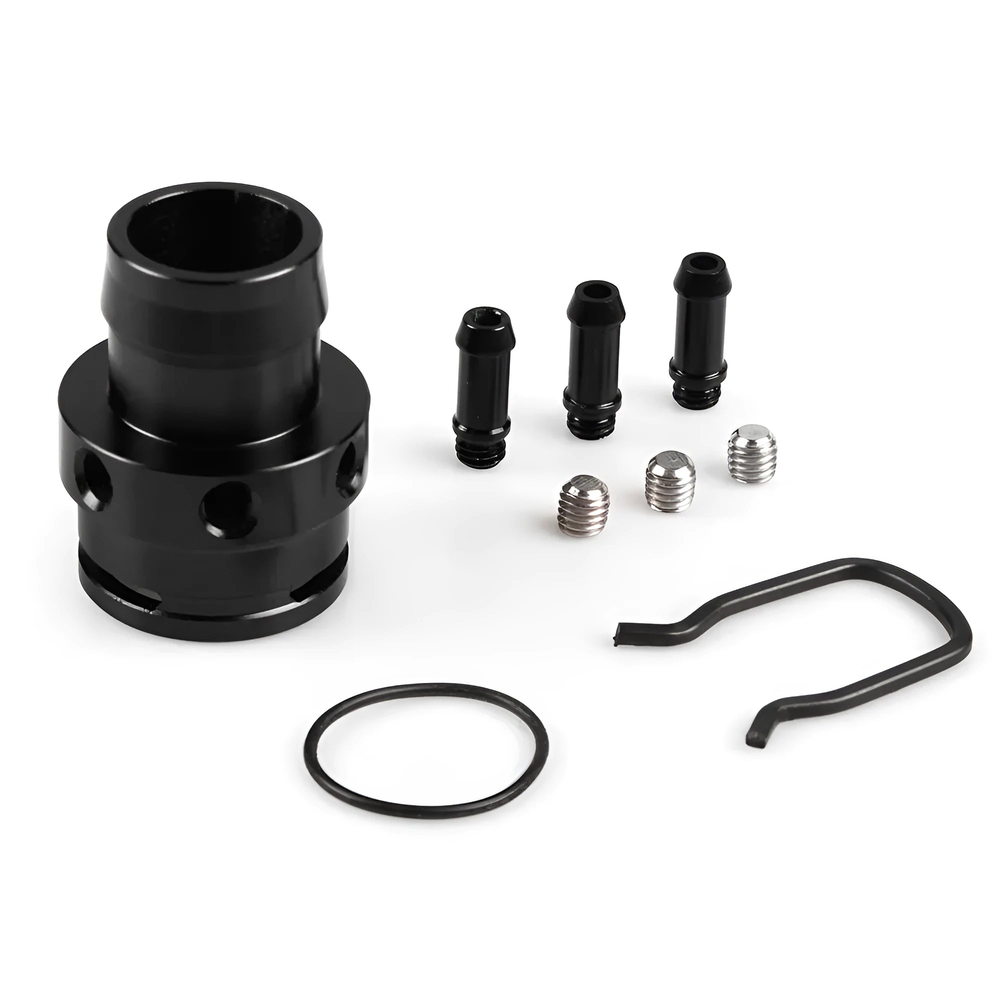 Black and titanium vacuum adapter tee for second generation engine vacuum line connections