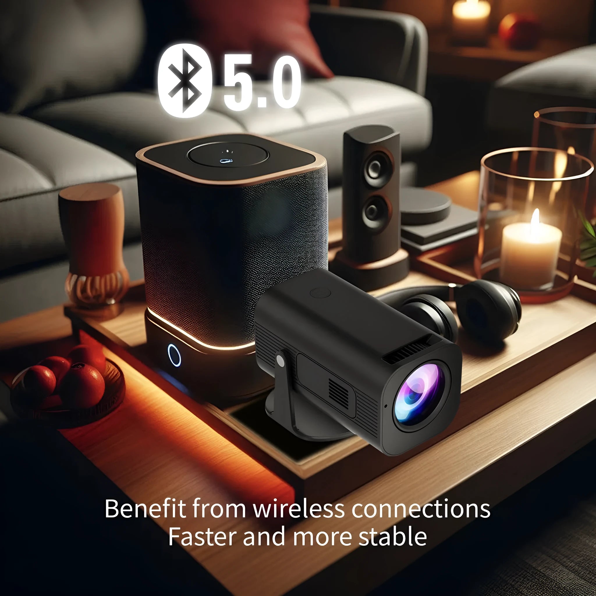 P330 portable mini projector in black and white colours with remote control and accessories