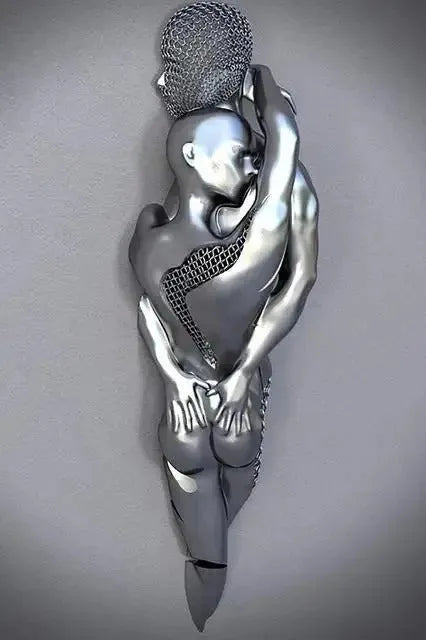 Frameless canvas poster painting with abstract metal sculpture art pattern, multiple size options available