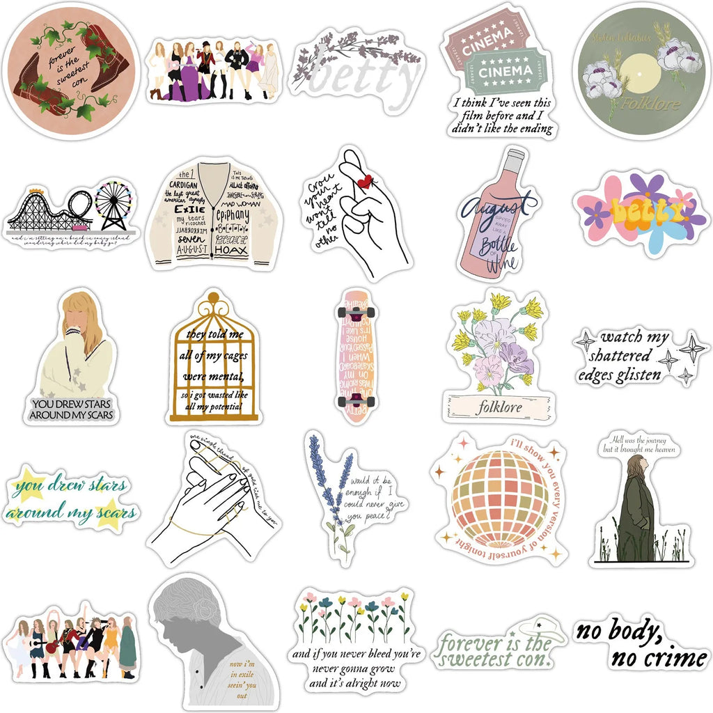 50 waterproof graffiti cartoon stickers for luggage and notebooks measuring 4-6cm