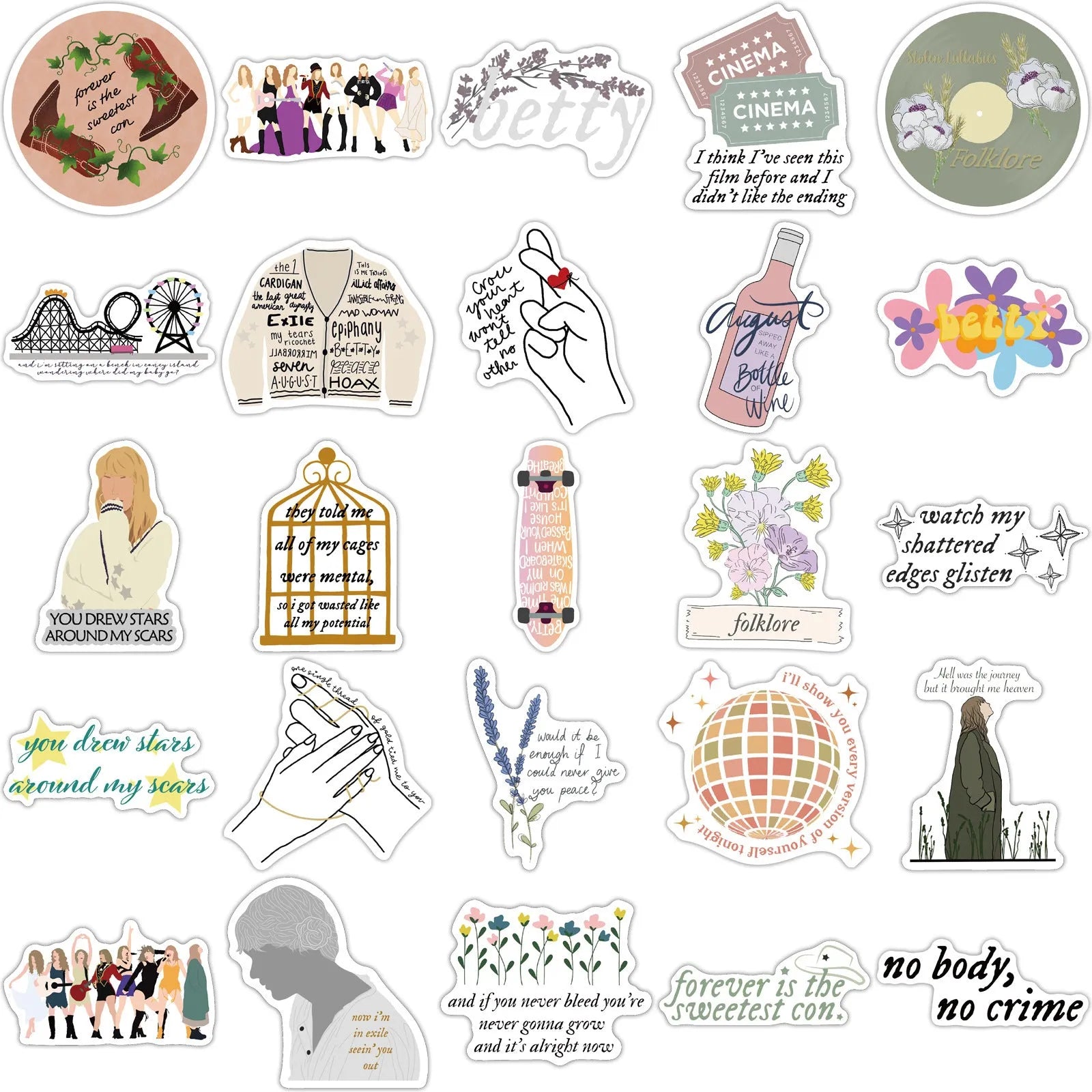 50 waterproof graffiti cartoon stickers for luggage and notebooks measuring 4-6cm