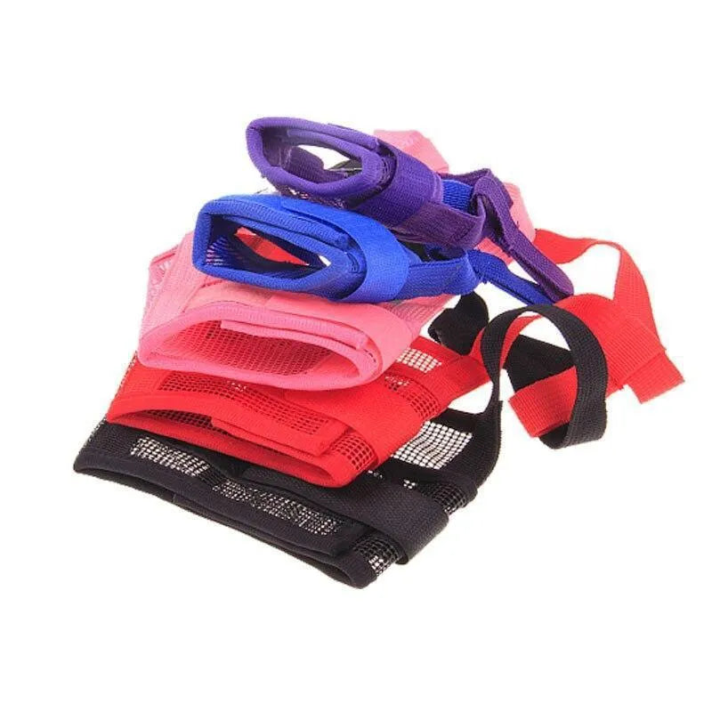 Adjustable plastic dog muzzle for safety and behaviour control in multiple colour options