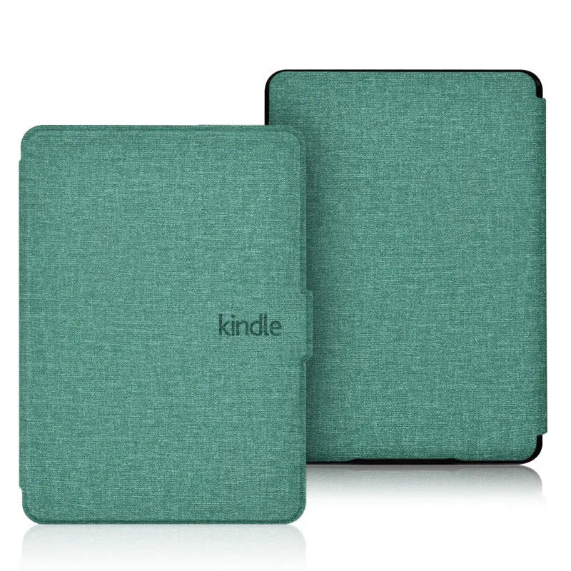 Linen texture Kindle Paperwhite case with magnetic closure in multiple colour options