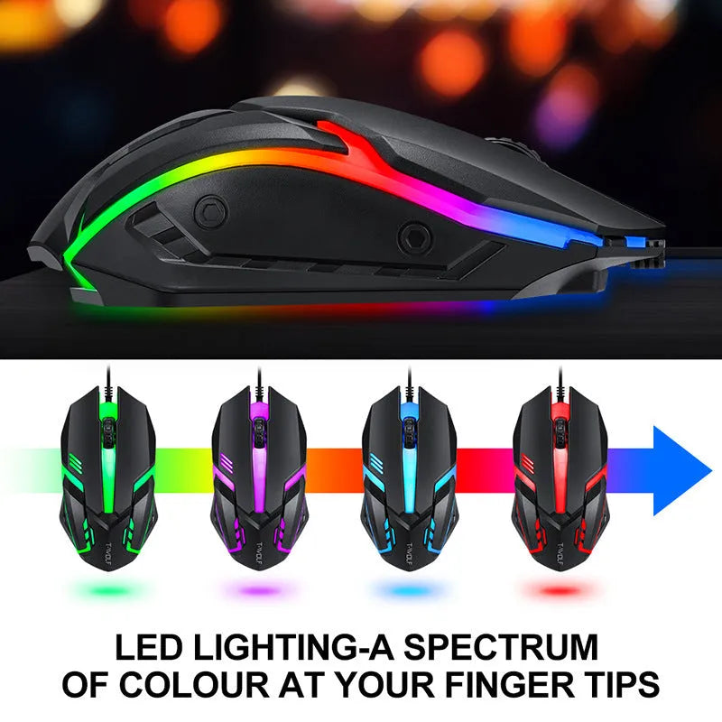 Thunder Wolf T800 wired gaming keyboard and mouse bundle with headset and extended mouse pad