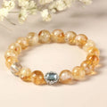 Citrine crystal bracelet with 10mm geometric beads, grinding treatment craftsmanship
