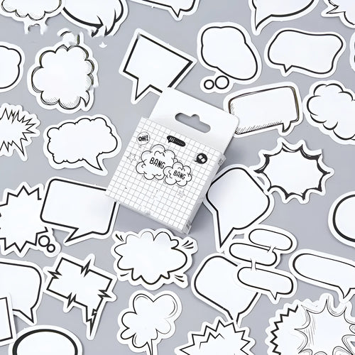 Momo Original box containing 45 black and white bubble design stickers for craft decoration.