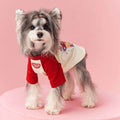 Cotton summer dog clothes with contrast colour details in embroidered red or pink, available in six sizes