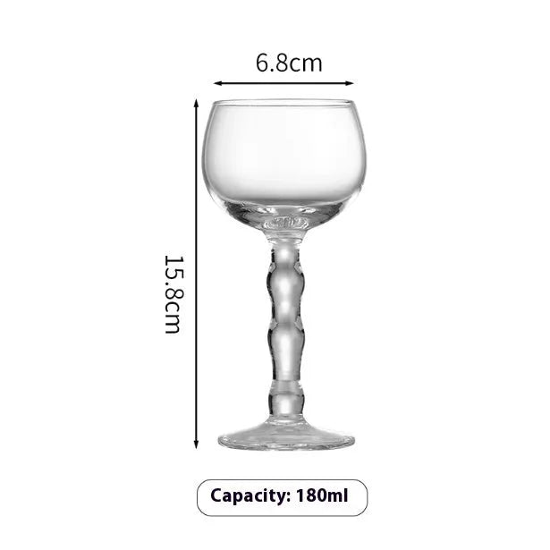 A medieval French simplicity design glass goblet showing colour variations like Bamboo Goblet and Blue Bottom Cup.