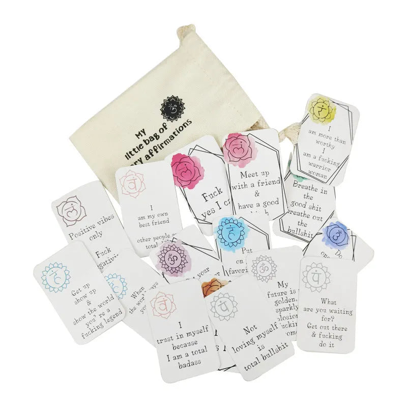 Set of 16 colourful affirmation cards with soft animal artwork for daily encouragement