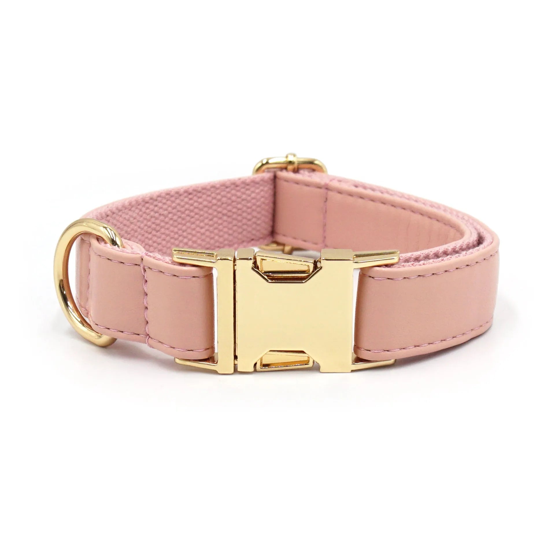 Leather dog collar with velvet finish and brass metal buckle in caramel colour option