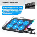 Core Ice laptop radiator air cooling base bracket with RGB light and phone stand, black colourful version, 360x255x27mm