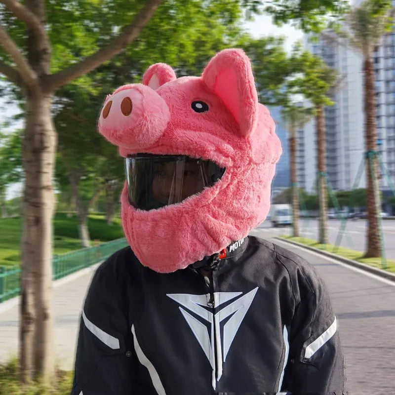 Motorcycle helmet protective sleeve in cartoon hood design with PV velvet plush material