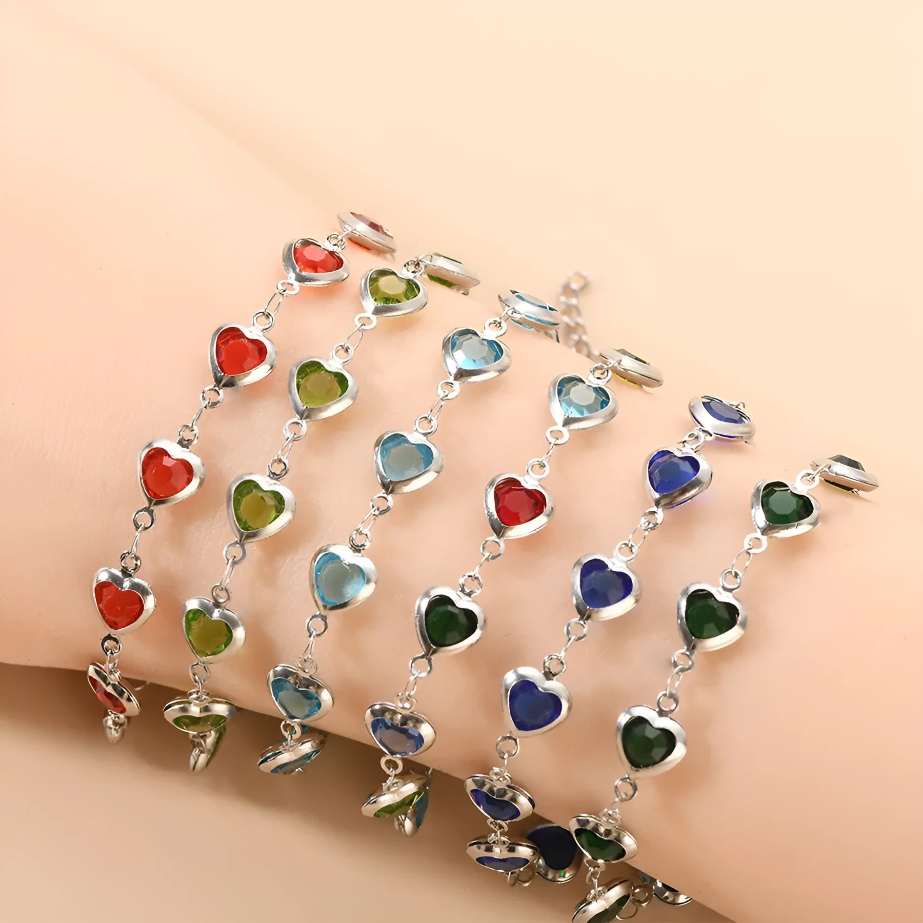 Unisex geometric heart bracelet in stainless steel with colourful electroplated finish
