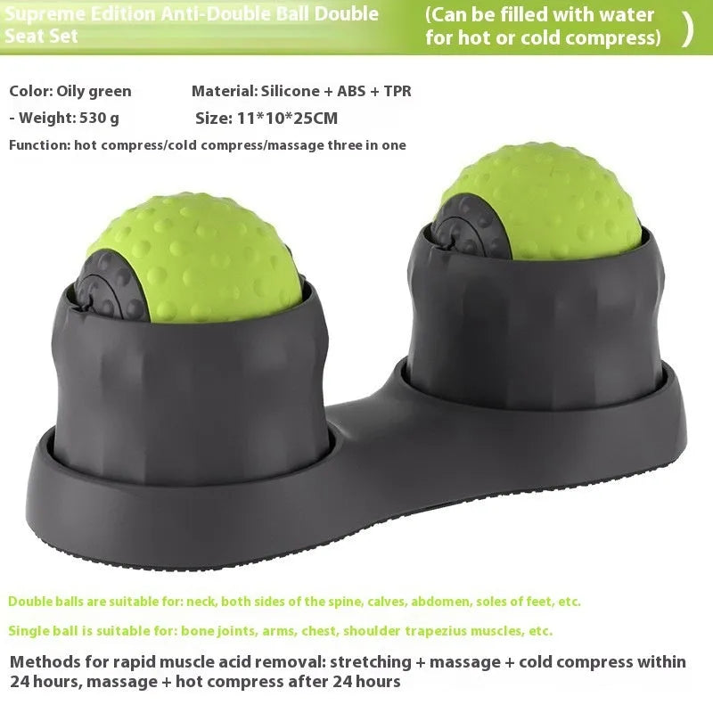 Caramel mocha double ball massage ball for cold and hot compress therapy on a foot