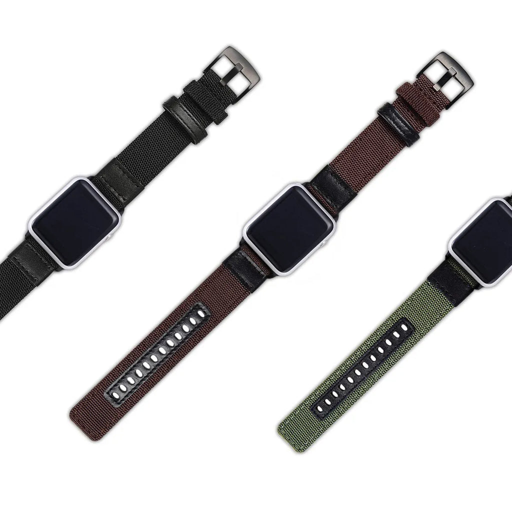 Waterproof stain resistant nylon canvas watch strap in black for 42mm smartwatch armband type