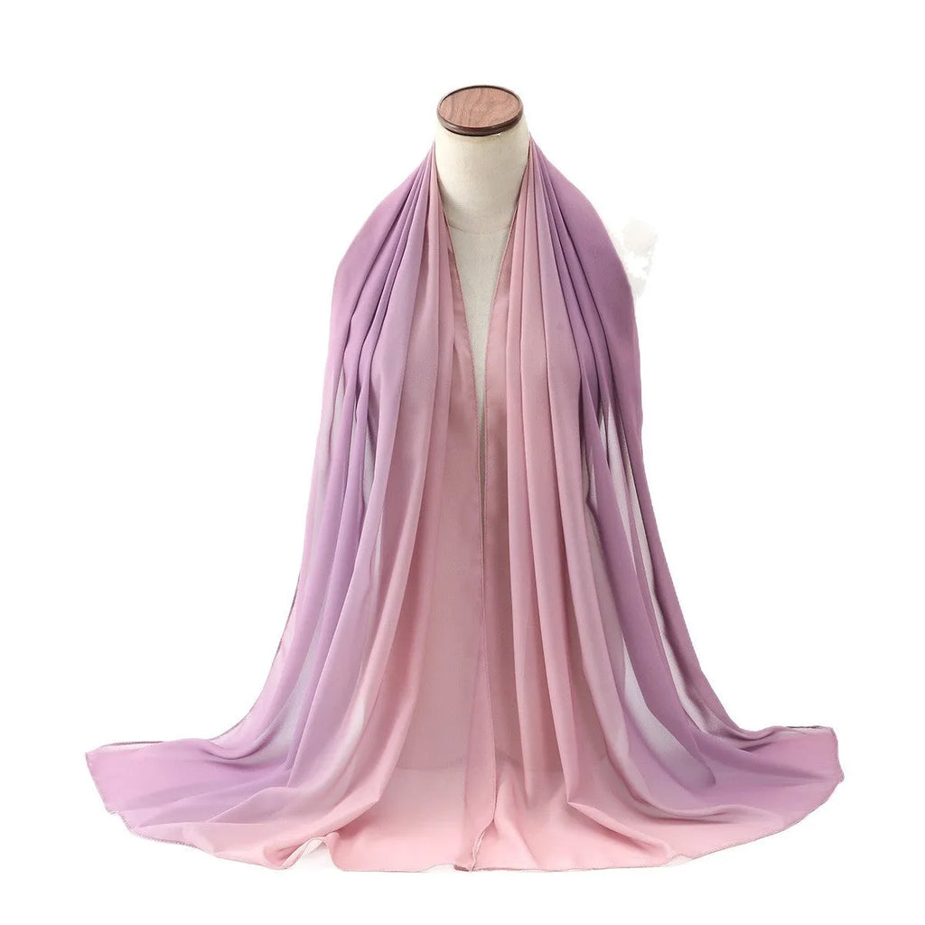 Women's chiffon bubble towel scarf in ethnic style showing drape and texture