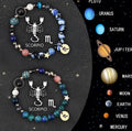Set of two natural stone beaded bracelets representing the twelve zodiac signs.