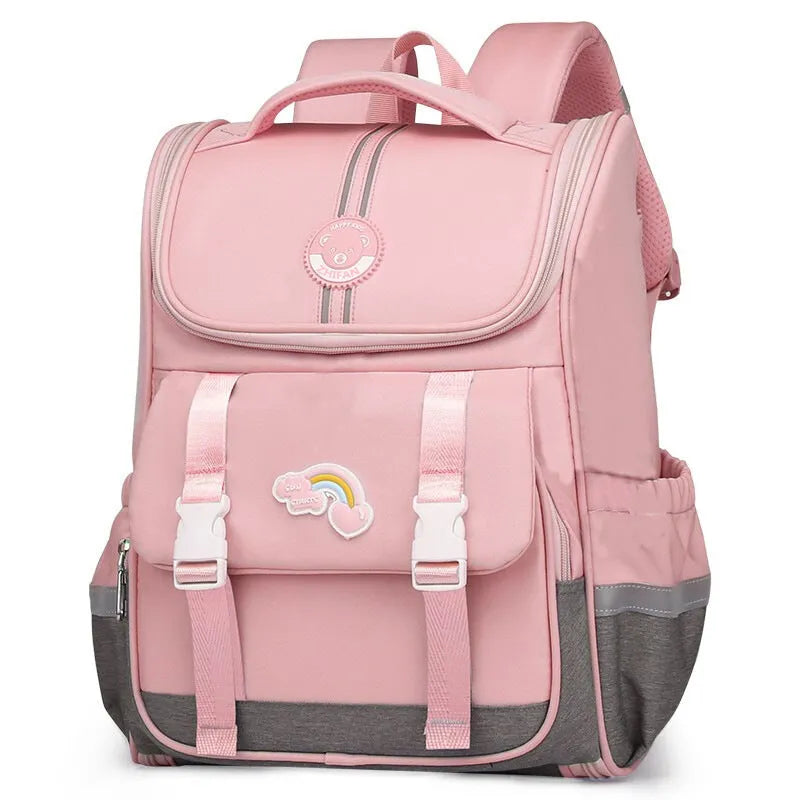 Children's cute sweet princess style polyester backpack with curved shoulder strap in cherry blossom pink colour