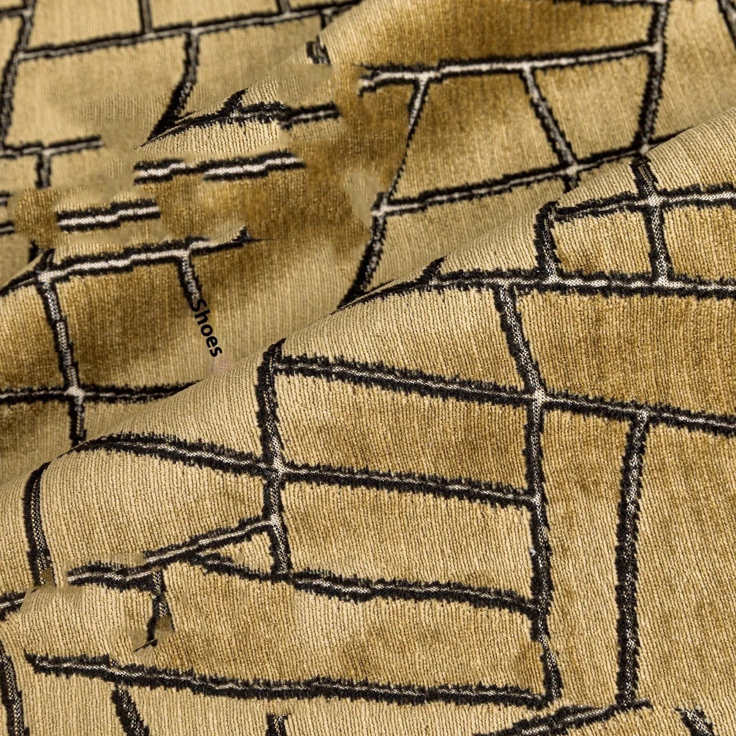 Tuhao gold geometric abstract pattern on a square polyester cushion cover.