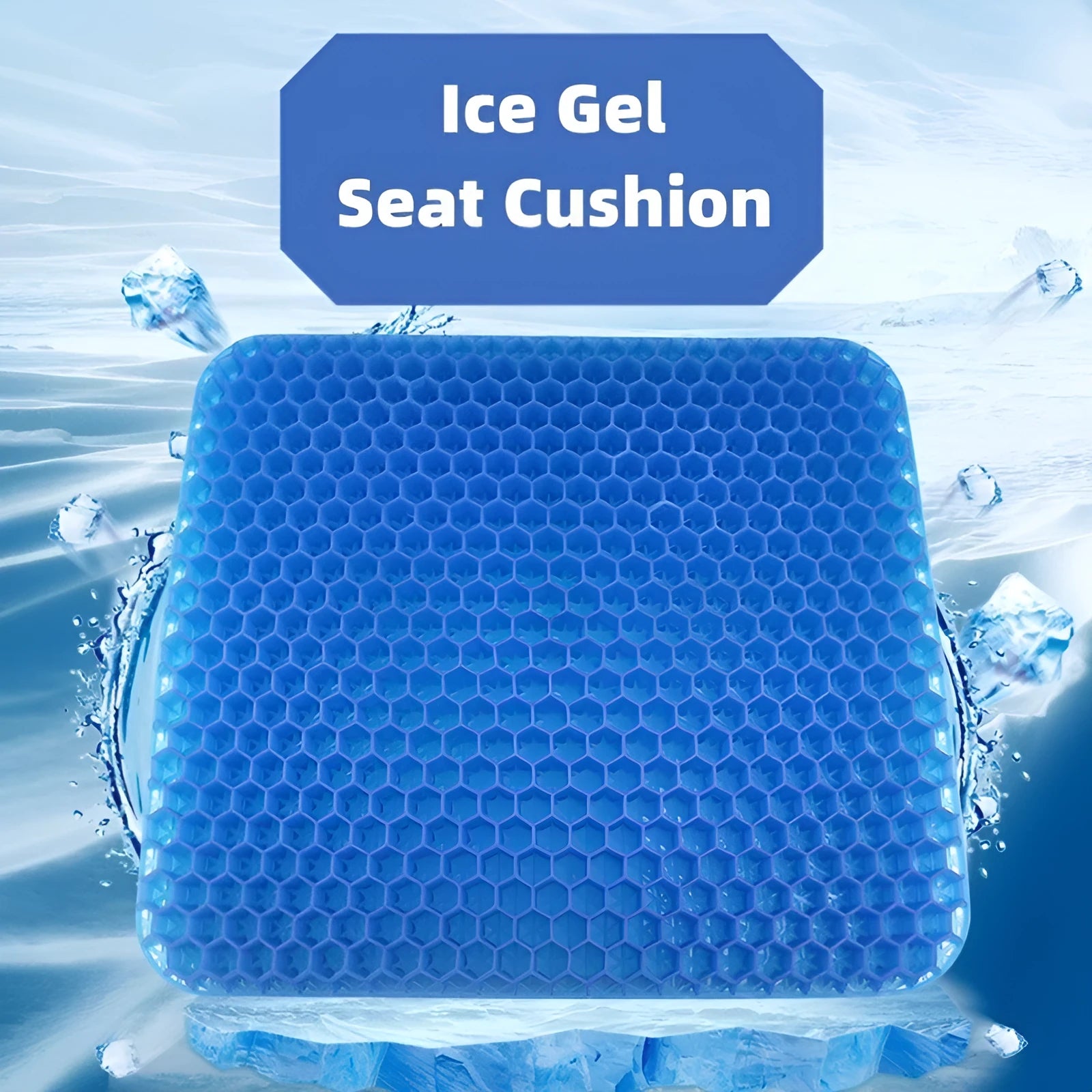 Solid colour gel seat cushion showing honeycomb cooling design and removable PVC cover