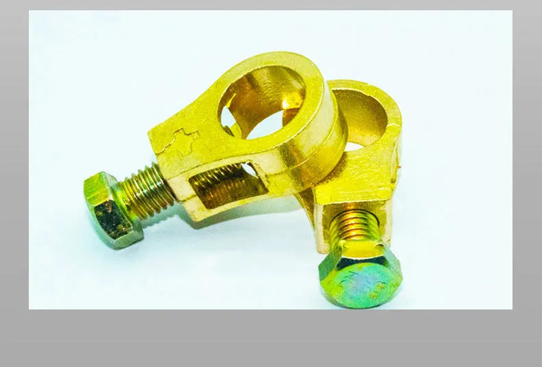 Pure copper battery wiring clamp with a patented clip for car and card battery terminals.