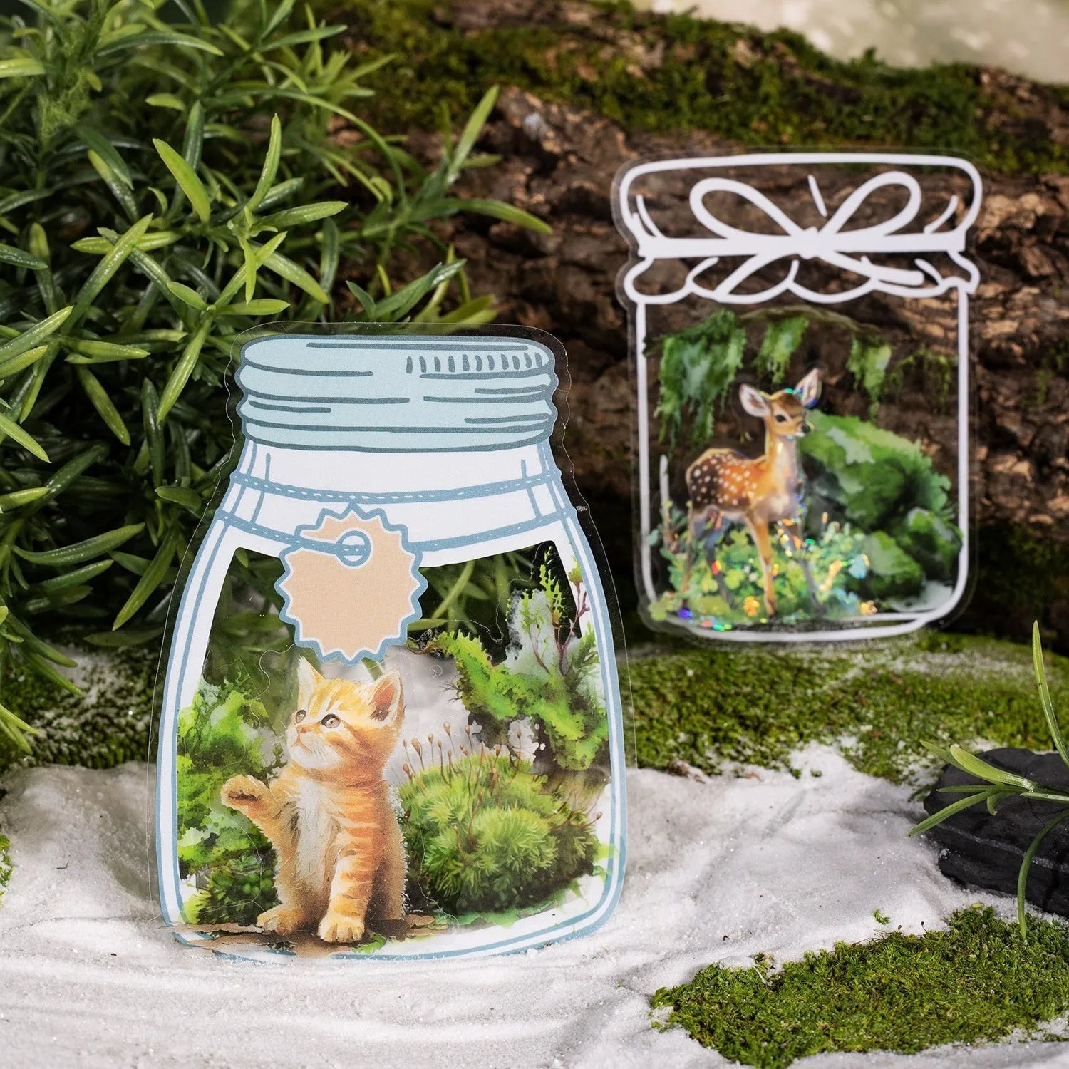 Forest Moss Series DIY decorative stickers roll with PET material, 60mm wide, in woodland colours