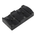 Black PS3 two-in-one wireless charging stand for PlayStation 3 controllers with USB cable