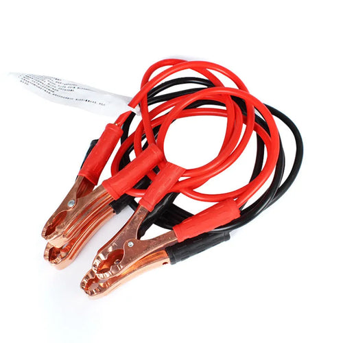 Car battery clip emergency kit with black and red clips, 2 metre PVC copper cables, and OPP storage bag