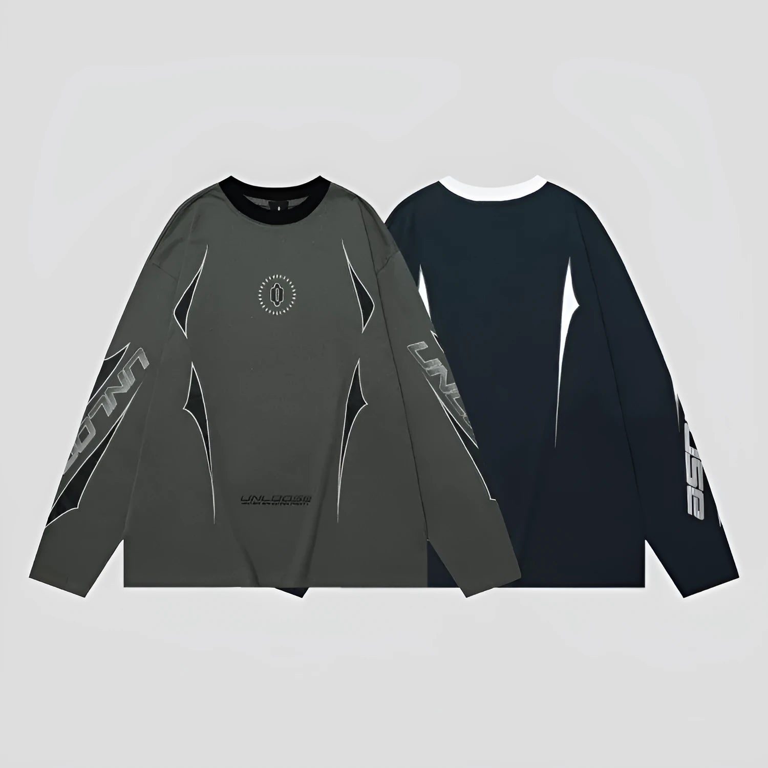 Cotton drop shoulder pullover in grey khaki colour with round neck and long sleeves