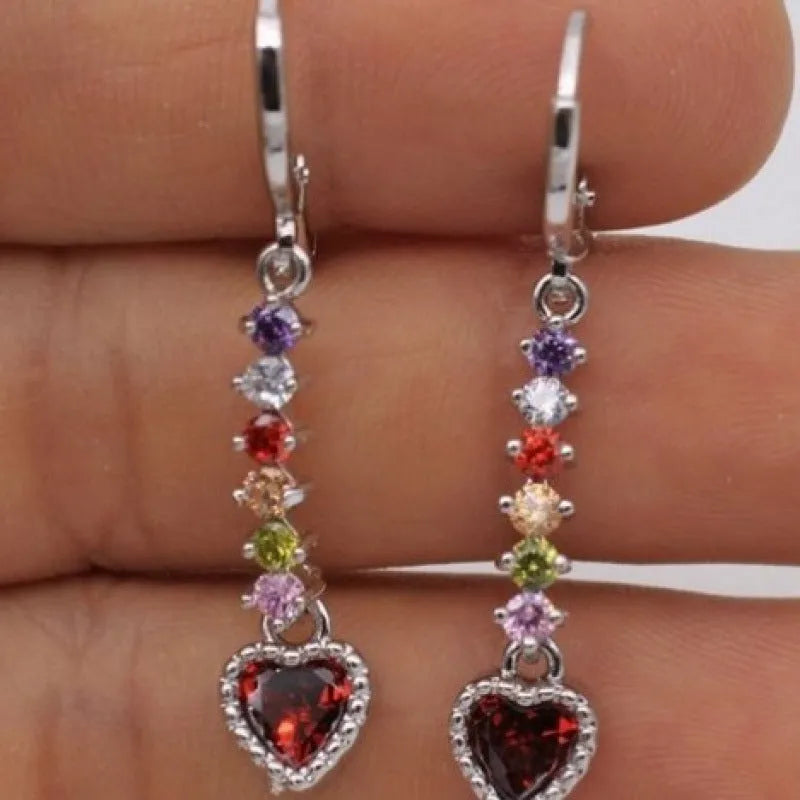 Heart-shaped women's earrings with electroplated gold finish on alloy base