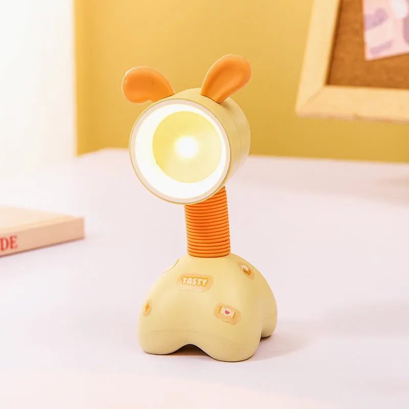 DIY cartoon character small night lamp with adjustable magnetic head in bear design on desk