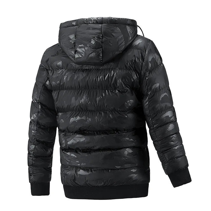 Men's double-sided casual coat in black or navy blue, polyester, Korean style, sizes M-2XL.