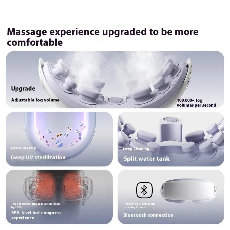 Smart Bluetooth rechargeable eye moisturising hot compress massage instrument in three colour options.