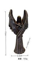 Dark angel resin statue ornament measuring 6.5cm wide by 5cm deep by 17cm tall