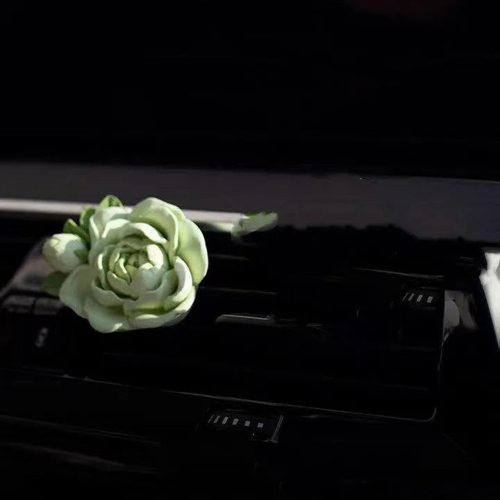 Jasmine scented gypsum car air vent clip diffuser in off white or fresh green