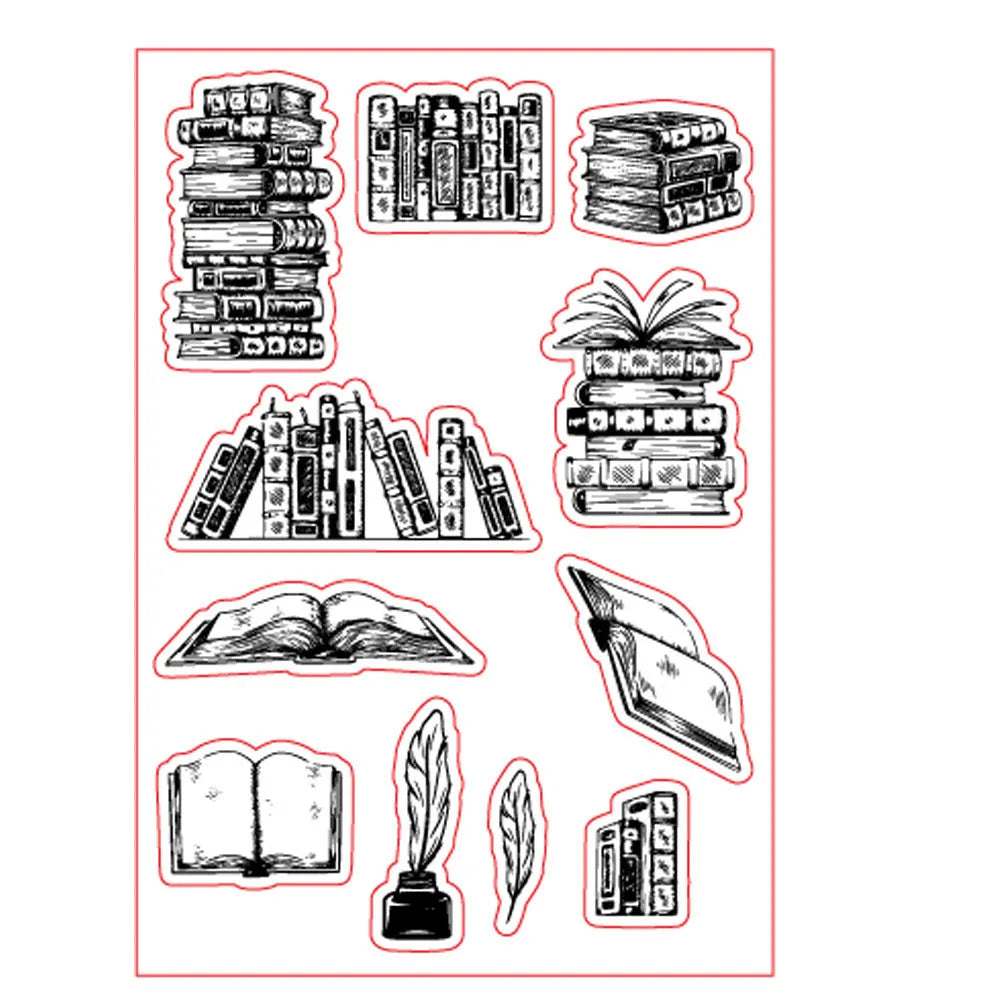 Transparent silicone stamp with white seal pattern for card making