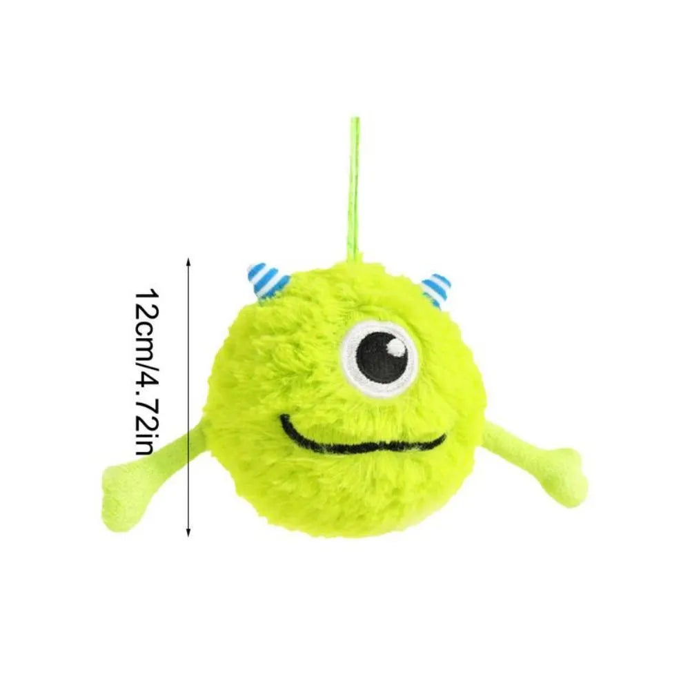 Green interactive dog toy ball with sound activation for teething and chewing